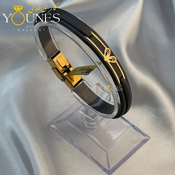 دستبند طلا چرم قلبی زنانه